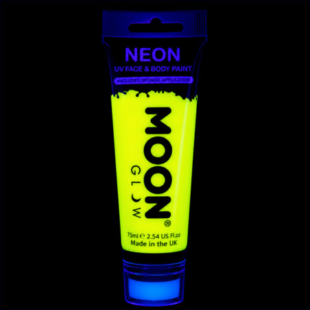 Maquillage fluo UV avec applicateur éponge - 75 ml - Jaune